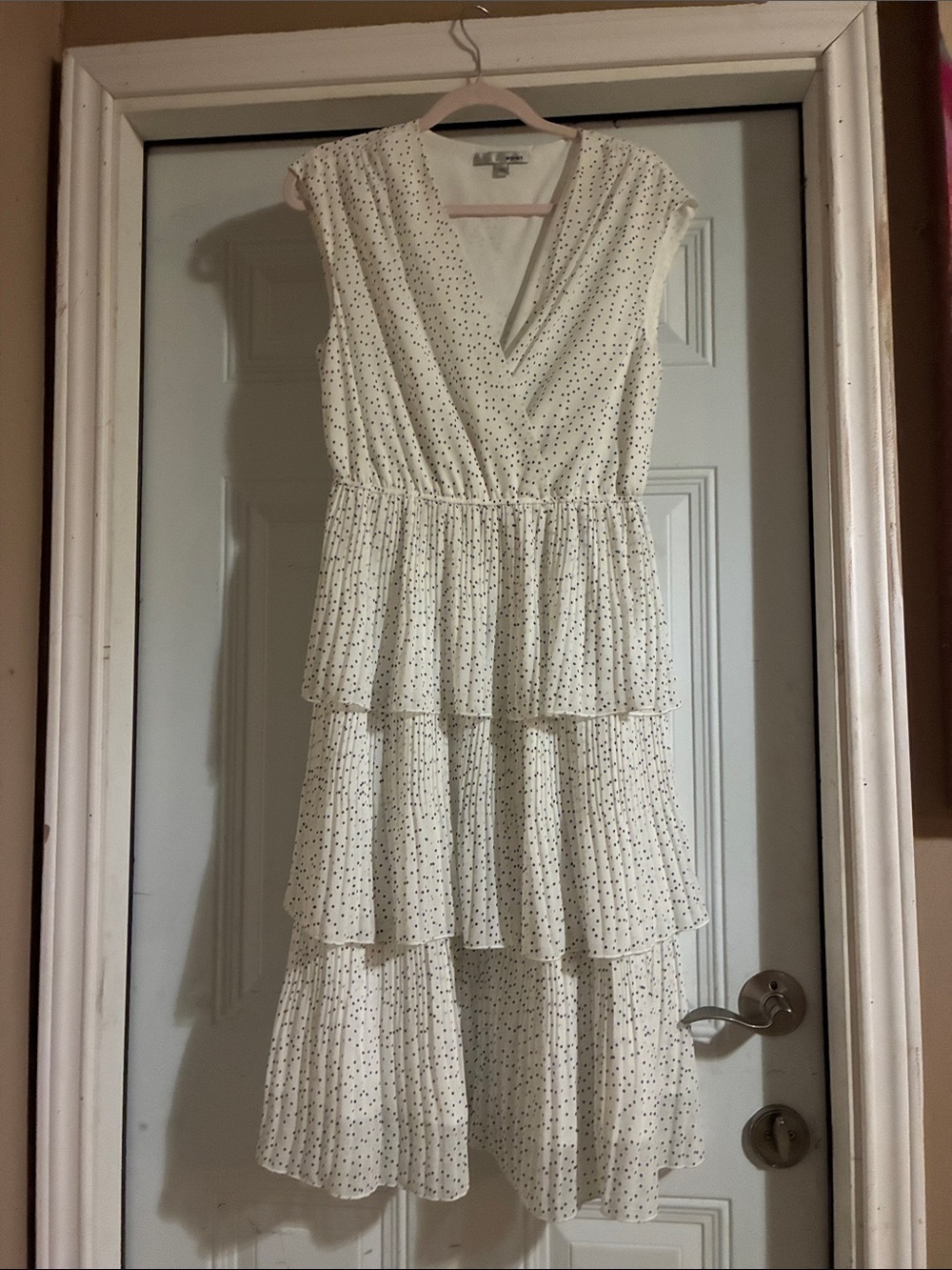 Women's Cream Tiered Polka Dot Dress